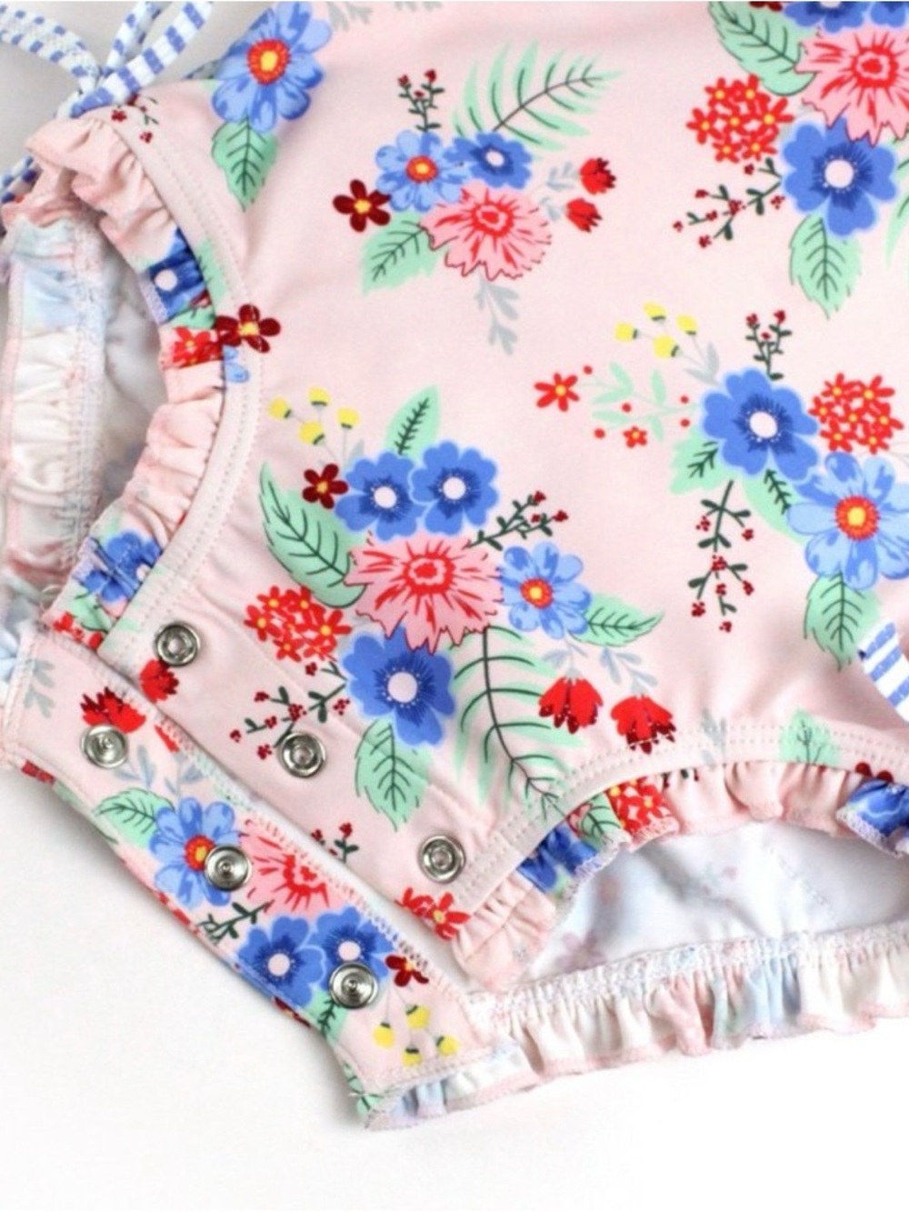 RuffleButts Rash Guard Swimsuit Girl 3-6M Pink Floral UPF50 One Piece - Picture 4 of 13